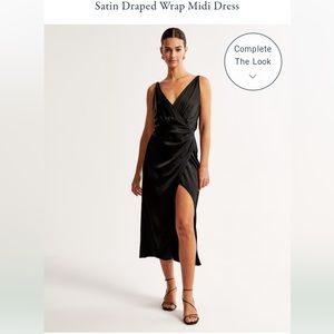 Satin Draped Wrap Midi Dress - Medium